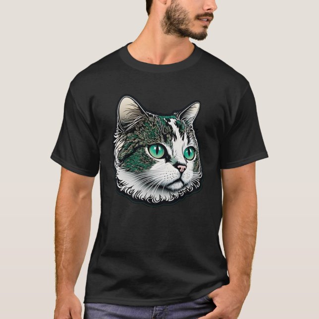 Cute adsible unique original färgad cat 5 t shirt (Framsida)