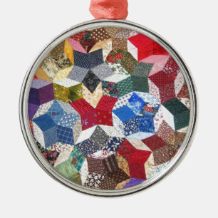 Cute adsible vintage lapped quilt stars julgransprydnad metall