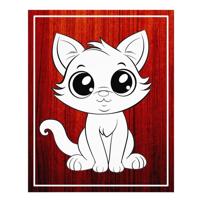 Cute Adsible White Cat Fototryck (Framsidan)