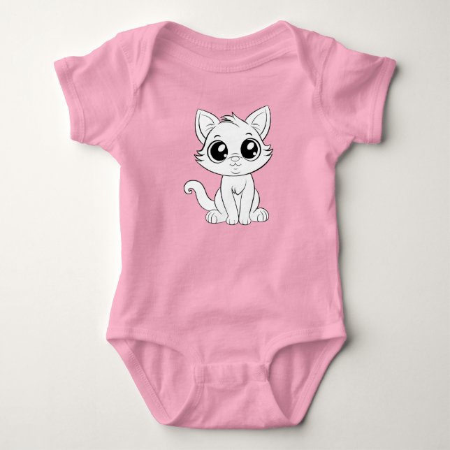 Cute Adsible White Cat Tecknad-30853 T Shirt (Framsida)