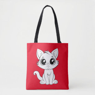Cute Adsible White Cat Tygkasse