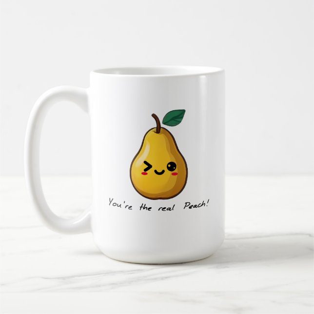 Cute Adworthy Peach Fruit Mugg (Vänster)