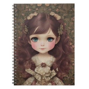 Cute Adworthy Vintage Stil Chibi Kawaii Girl Art Anteckningsbok