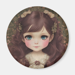 Cute Adworthy Vintage Stil Chibi Kawaii Girl Art Magnet