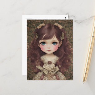 Cute Adworthy Vintage Stil Chibi Kawaii Girl Art Vykort
