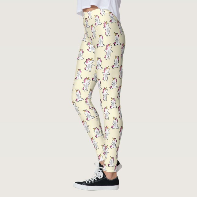 Cute Aerobic Unicorn Mönster Leggings (Vänster)