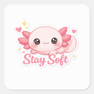 Cute Aesthetic Axolotl Fyrkantigt Klistermärke