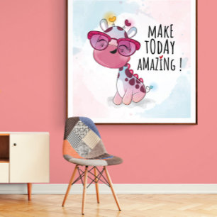 Cute Aesthetic - Baby Giraffe Inspirational Quote Canvastryck