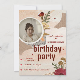 Cute Aesthetic Birthday Invitation Card Meddelande