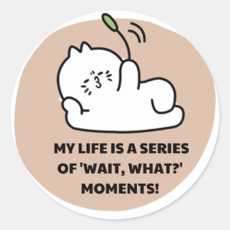 Cute Aesthetic Cat Sticker - Relatable "Wait, What Runt Klistermärke