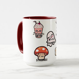 Cute Aesthetic Kawaii Sticker Style Mug  Mugg
