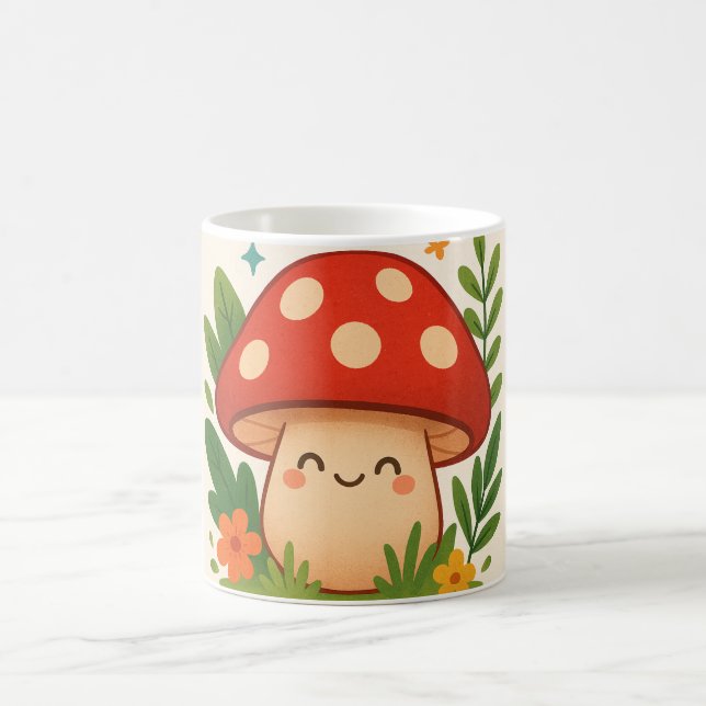 Cute Aesthetic Mushroom Mug Kaffemugg (Center)