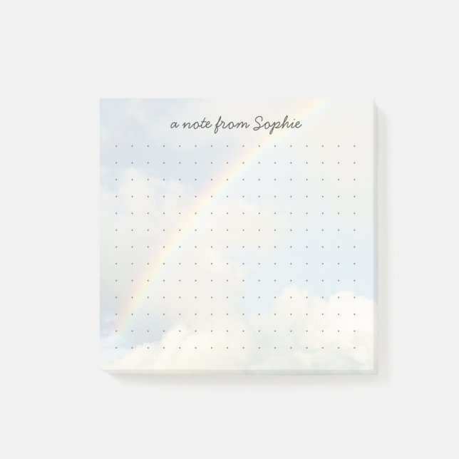 Cute aesthetic rainbow Dot Grid Personalized Name Post-it Block (Skapare uppladdad)