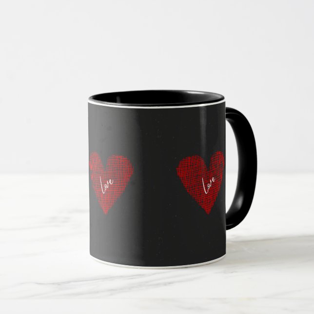 Cute Aesthetic "Scribble Kärlek Heart" Alla hjärta Mugg (Framsida höger)