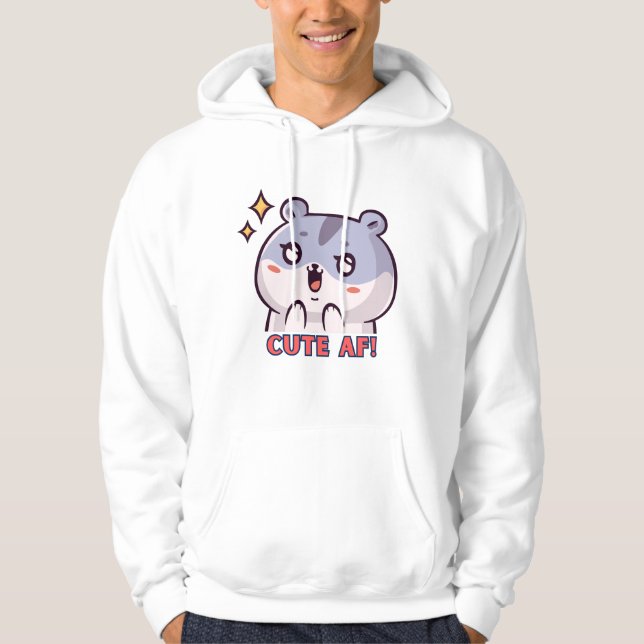 Cute AF! Hamster Design Hoodie (Framsida)