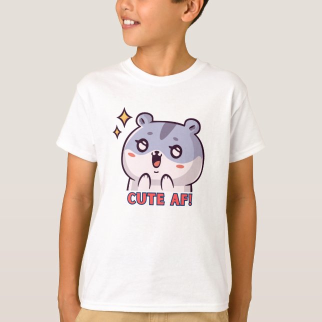 Cute AF! Hamster Design T Shirt (Framsida)