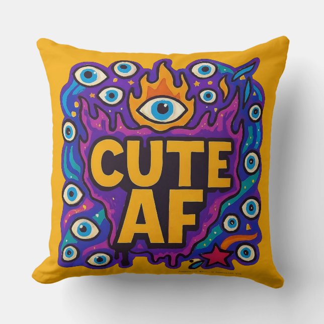 Cute AF Throw Pillow Kudde (Framsida)