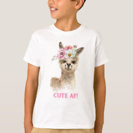 Cute AF! Vattenfärg Llama Design T Shirt