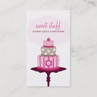 CUTE-AFFÄRSKORT: Söta kakor bakverk rosa 3 Visitkort