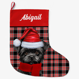 Cute Affenpinscher Hund Helgdag Play Personlig Stor Julstrumpa