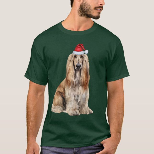 Cute Afghan Hound Dog Lover Funny Christmas T Shirt (Framsida)