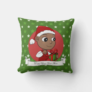 Cute African American baby med en julhatt Kudde