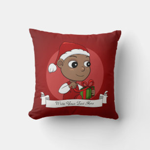 Cute African American baby med en julhatt Kudde