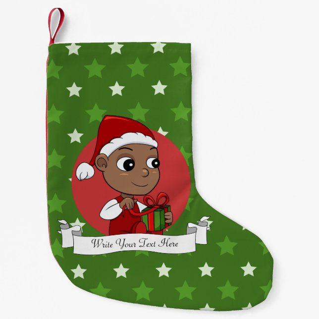 Cute African American baby med en julhatt Liten Julstrumpa (Framsidan)