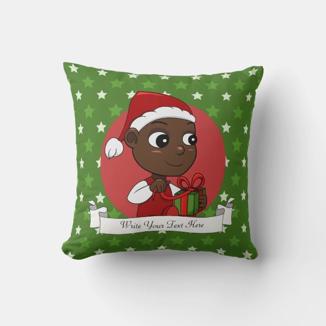 Cute African American baby med julhatt Kudde (Framsida)