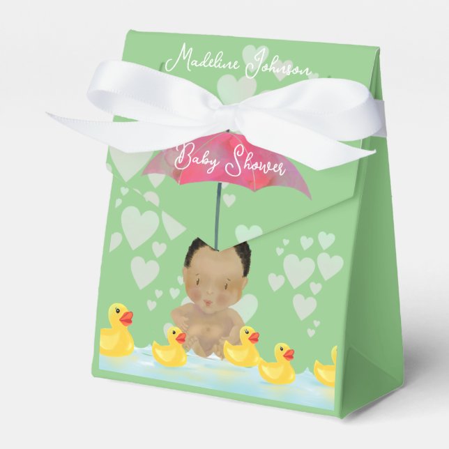 Cute African American Baby Shower med Rubber Anka Presentaskar (Framsidan Sidan)