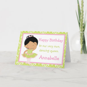 Cute African American Ballerina Birthday Kort