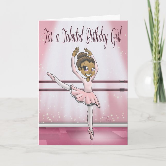 Cute African American Ballerina Birthday Kort (Framsida)