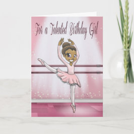 Cute African American Ballerina Birthday Kort