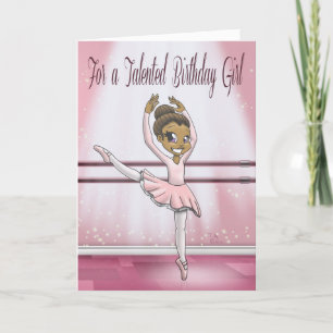 Cute African American Ballerina Birthday Kort