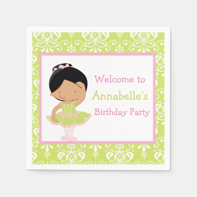 Cute African American Ballerina Birthday Pappersservett (Framsidan)