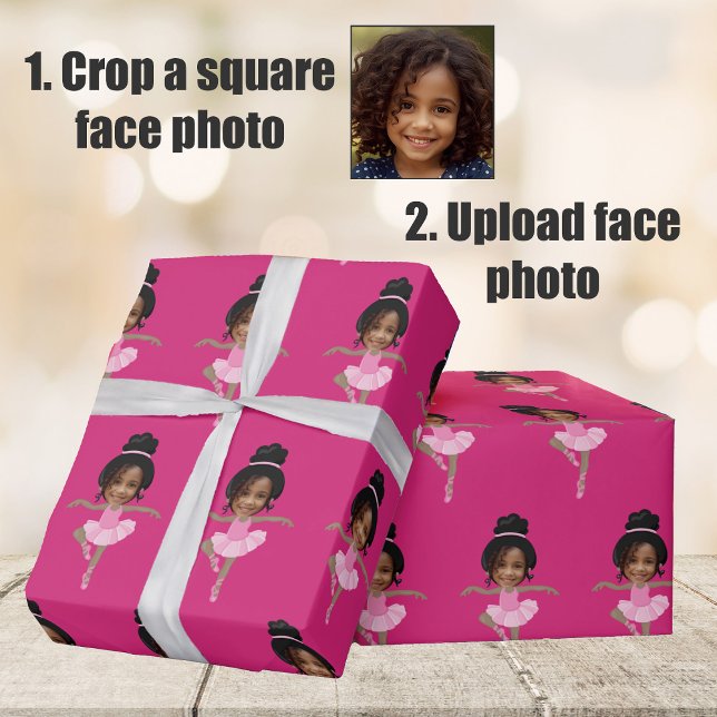 Cute African American Ballerina Custom Photo Presentpapper (Skapare uppladdad)