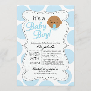 Cute African American Det är en Pojke Baby Shower Inbjudningar