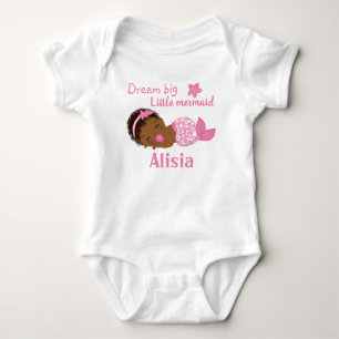 Cute African American Flicka Sjöjungfru Bodykostym T Shirt