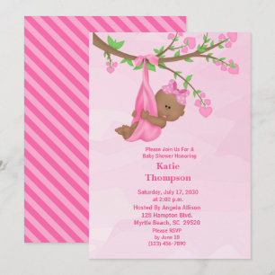 Cute African American Girl Baby Shower-inbjudan Inbjudningar