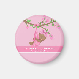 Cute African American Girl Baby Shower Magnet