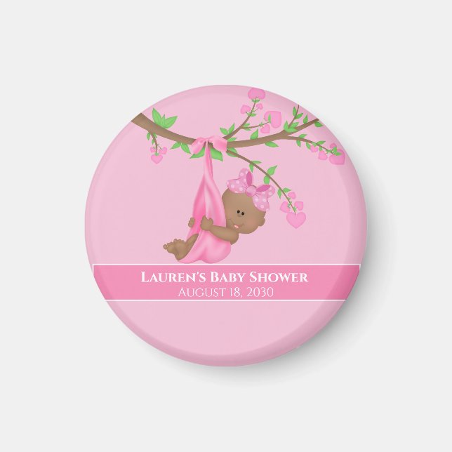 Cute African American Girl Baby Shower Magnet (Framsidan)
