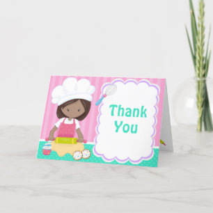 Cute African American Girl Baking Födelsedagsfest Tack Kort