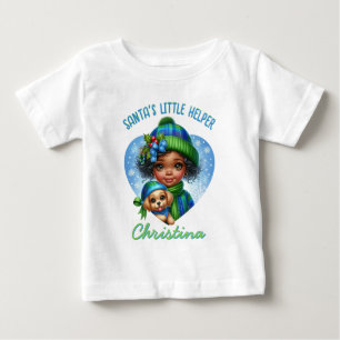 Cute African American Girl med Puppy Winter T Shirt