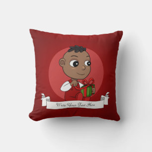 Cute African American jul tecknad baby Kudde