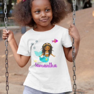 Cute African American Personlig Sjöjungfru Cute T Shirt