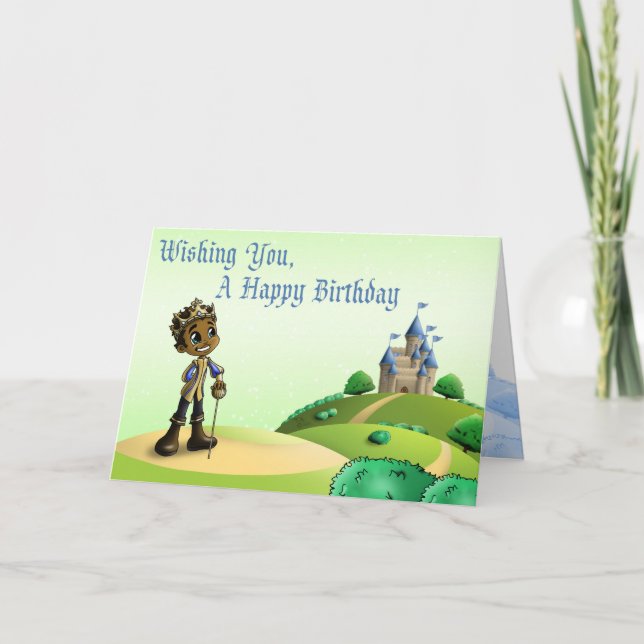 Cute African American Prince Birthday Kort (Framsida)