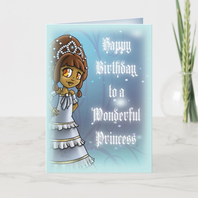 Cute African American Princess Birthday Kort (Framsida)