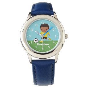 Cute African American Soccballer Boy Watch Armbandsur