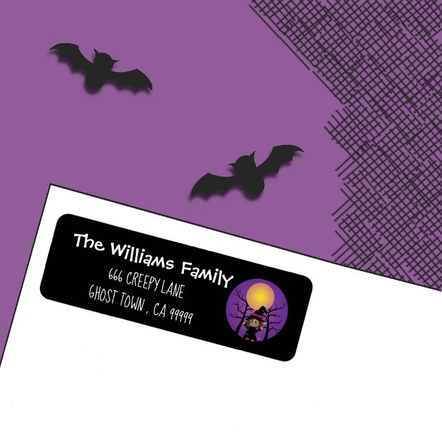 Cute African American Witch - Halloween-etiketter Returadress Etikett (Skapare uppladdad)