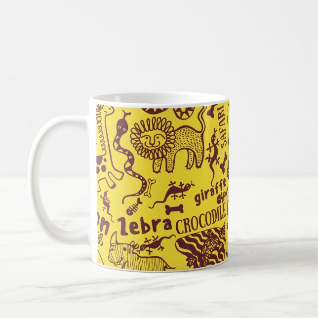 Cute African animals seamless mönster Kaffemugg (Vänster)